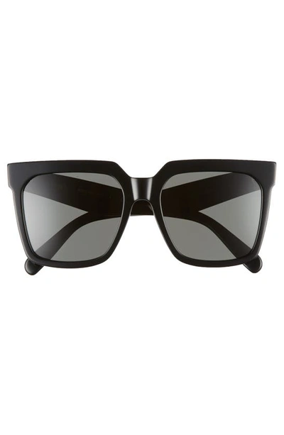 Shop Celine Bold 3 Dots 55mm Polarized Square Sunglasses In Shiny Black/ Smoke