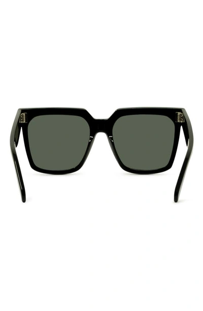 Shop Celine Bold 3 Dots 55mm Polarized Square Sunglasses In Shiny Black/ Smoke