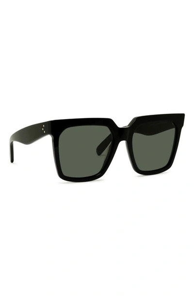 Shop Celine Bold 3 Dots 55mm Polarized Square Sunglasses In Shiny Black/ Smoke