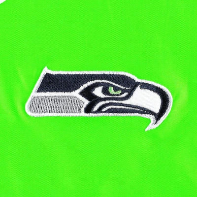 Shop Tommy Hilfiger White/neon Green Seattle Seahawks Staci Half-zip Hoodie Windbreaker Jacket