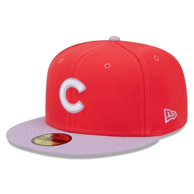 Shop New Era Red/lavender Chicago Cubs Spring Color Two-tone 59fifty Fitted Hat