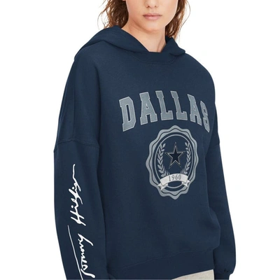 Shop Tommy Hilfiger Navy Dallas Cowboys Becca Dropped Shoulders Pullover Hoodie