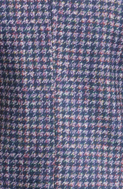 Tahari Houndstooth Faux Double Breasted Blazer In Navy/ Pink/ Violet