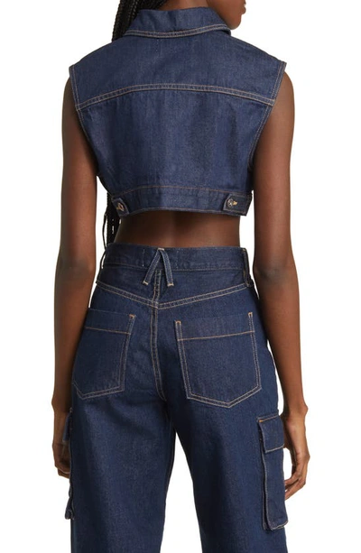 Shop Slvrlake Ultracrop Nonstretch Denim Trucker Vest In Midnight Mile