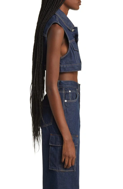 Shop Slvrlake Ultracrop Nonstretch Denim Trucker Vest In Midnight Mile