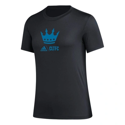 Shop Adidas Originals Adidas Black Charlotte Fc Aeroready Club Icon T-shirt