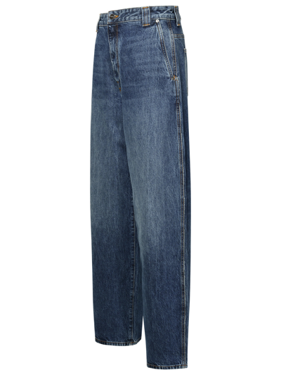 Shop Khaite Woman 'bacall' Blue Cotton Jeans