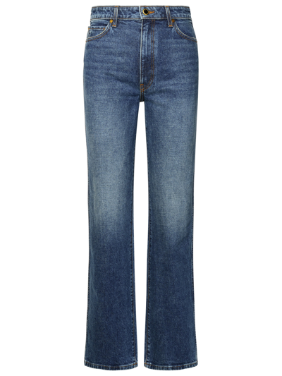 Shop Khaite Woman 'danielle' Blue Cotton Blend Jeans