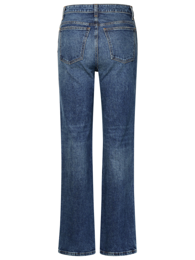 Shop Khaite Woman 'danielle' Blue Cotton Blend Jeans