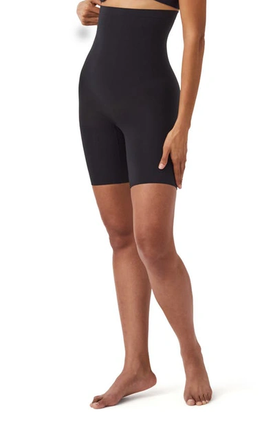 Shop Spanx Everyday Shaping High Waist Mid-thigh Shorts In Very Black