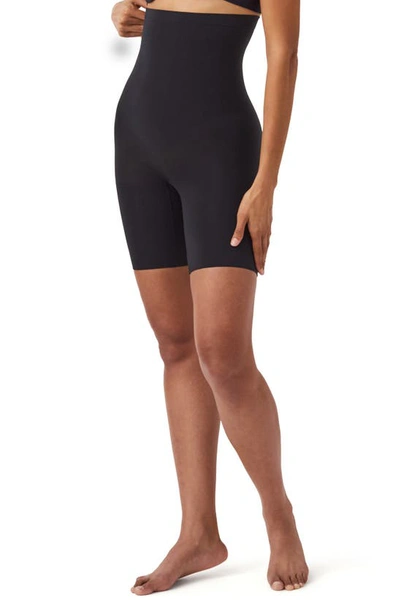 Spanx Everyday Shaping High Waist Mid-thigh Shorts In Very Black