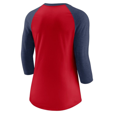 Shop Nike Red/navy Minnesota Twins Next Up Tri-blend Raglan 3/4-sleeve T-shirt