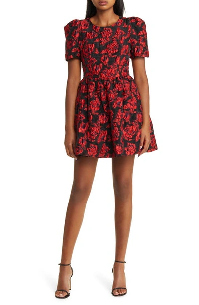 Shop Black Halo Chadwick Floral A-line Dress In Passion Puff