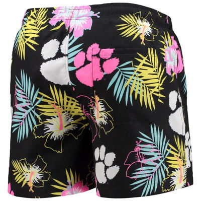 Shop Foco Black Clemson Tigers Neon Floral Swim Trunks