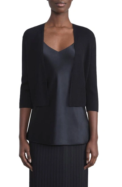 Lafayette 148 Plus-size Finespun Voile Openfront Cropped Cardigan In Black