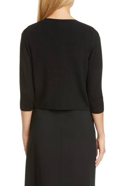 Lafayette 148 Plus-size Finespun Voile Openfront Cropped Cardigan In Black