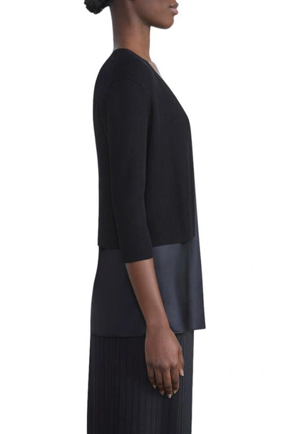 Lafayette 148 Plus-size Finespun Voile Openfront Cropped Cardigan In Black