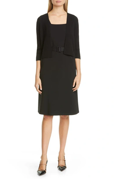 Lafayette 148 Plus-size Finespun Voile Openfront Cropped Cardigan In Black