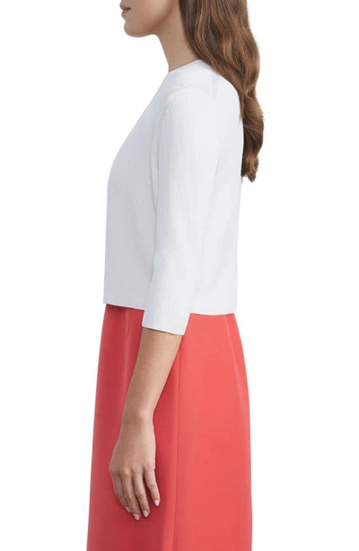 Lafayette 148 Open Front Crop Cardigan In Cloud