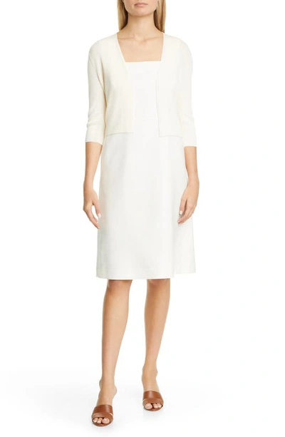 Lafayette 148 Open Front Crop Cardigan In Cloud