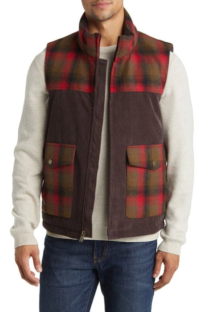 Shop Pendleton Black Hills Corduroy Down Vest In Red/ Olive Plaid