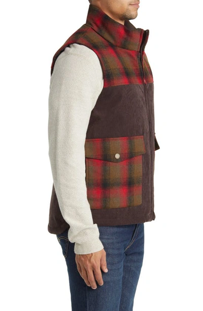 Shop Pendleton Black Hills Corduroy Down Vest In Red/ Olive Plaid