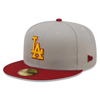 Shop New Era Gray/red Los Angeles Dodgers  Navy Undervisor 59fifty Fitted Hat