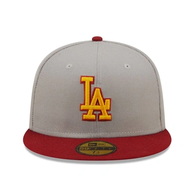 Shop New Era Gray/red Los Angeles Dodgers  Navy Undervisor 59fifty Fitted Hat