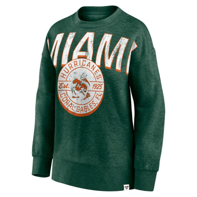 Shop Fanatics Branded Heathered Green Miami Hurricanes Jump Distribution Pullover Sweatshirt In Heather Green