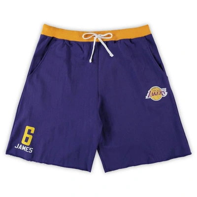 Shop Profile Lebron James Purple Los Angeles Lakers Big & Tall French Terry Name & Number Shorts
