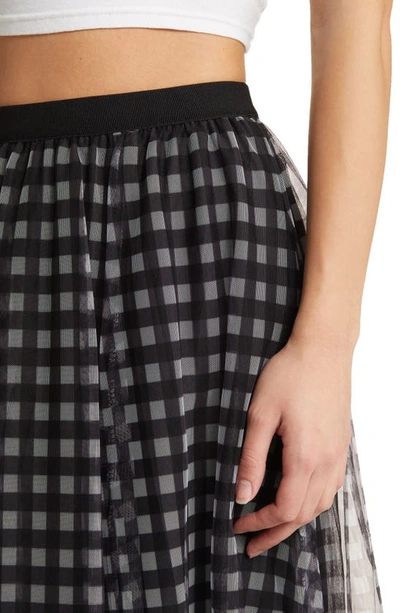 Shop Nikki Lund Peggy Check Mesh Skirt In Black