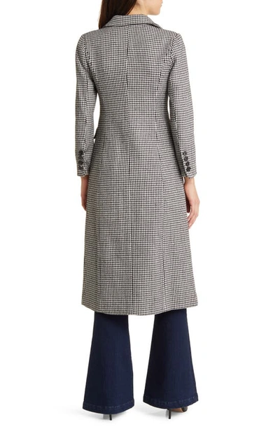 Nikki Lund Houndstooth Double Breasted Coat In Black