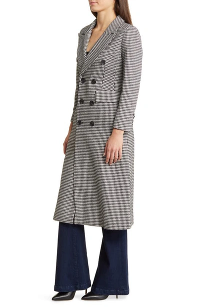 Nikki Lund Houndstooth Double Breasted Coat In Black