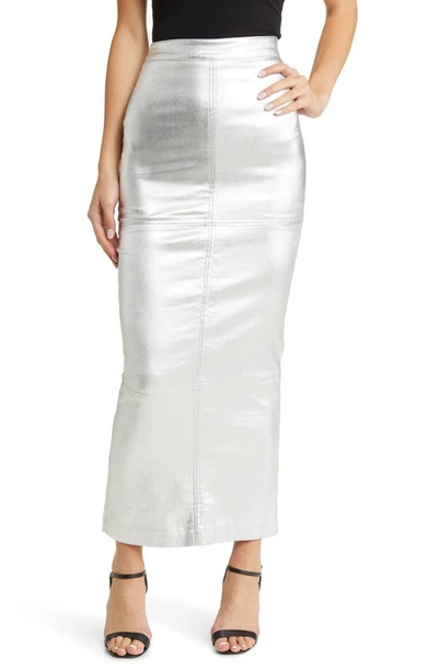 Shop Nikki Lund Iggy Metallic Maxi Skirt In Silver