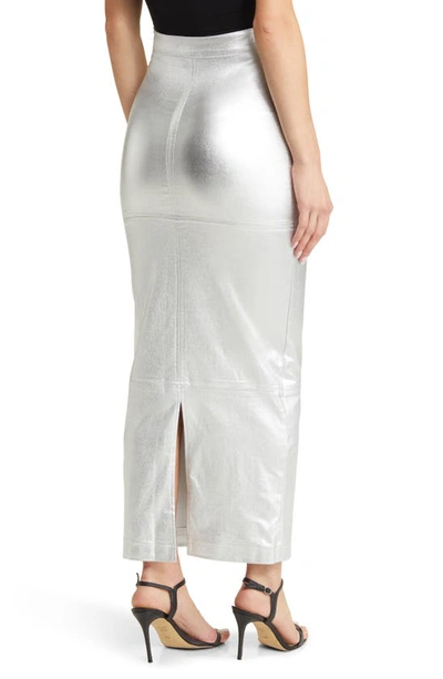Nikki Lund Iggy Metallic Maxi Skirt In Silver