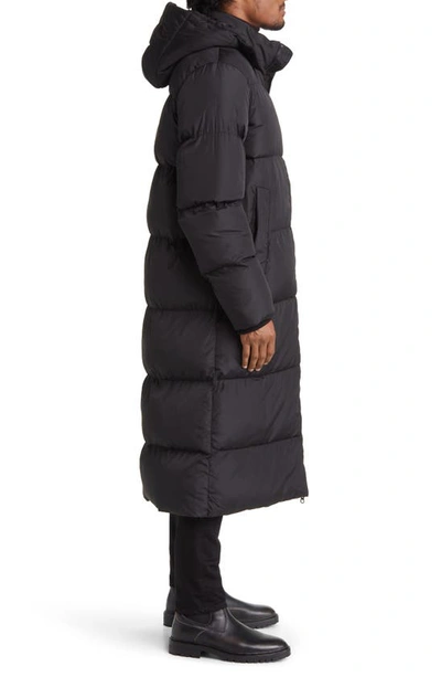 Shop Asos Design Hooded Longline Puffer Coat In Black
