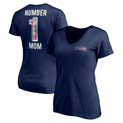 Shop Fanatics Branded Navy Seattle Seahawks Mother's Day V-neck T-shirt