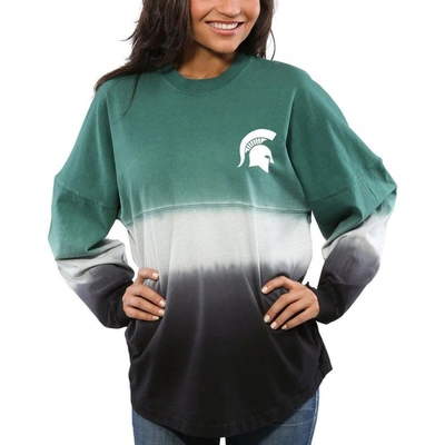 Shop Spirit Jersey Green Michigan State Spartans Ombre Long Sleeve Dip-dyed