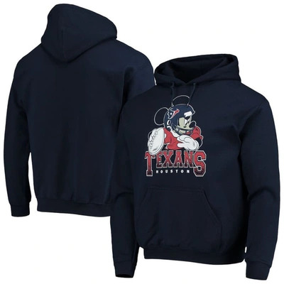 Shop Junk Food Navy Houston Texans Disney Mickey Quarterback Pullover Hoodie