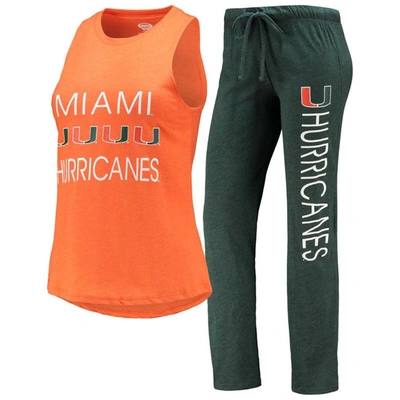 Shop Concepts Sport Green/orange Miami Hurricanes Tank Top & Pants Sleep Set