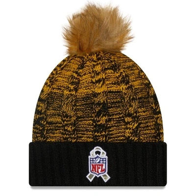 Shop New Era Black/yellow Pittsburgh Steelers 2022 Salute To Service Pom Knit Hat
