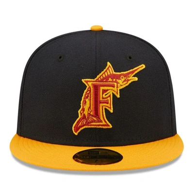 Shop New Era Navy/gold Florida Marlins Primary Logo 59fifty Fitted Hat