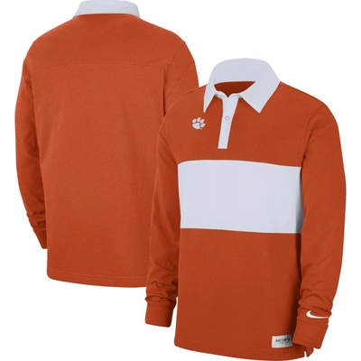 Shop Nike Orange Clemson Tigers Striped Long Sleeve Polo