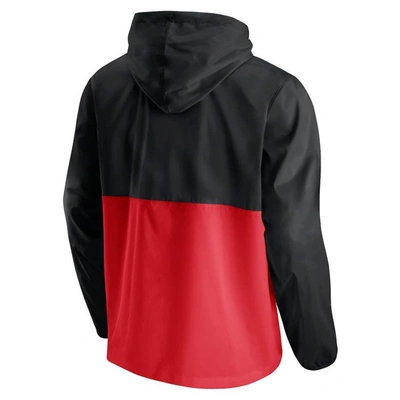 Shop Fanatics Branded Black/red Toronto Raptors Anorak Block Party Windbreaker Half-zip Hoodie Jacket