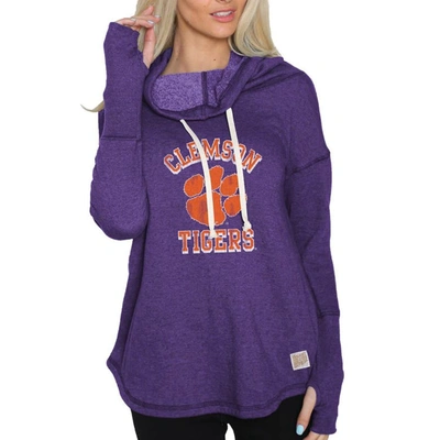 Shop Retro Brand Original  Purple Clemson Tigers Funnel Neck Pullover Sweatshirt