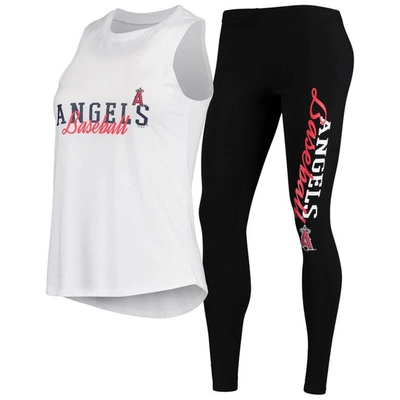 Shop Concepts Sport White/black Los Angeles Angels Sonata Tank Top & Leggings Pajama Set