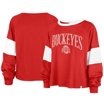 Shop 47 '  Scarlet Ohio State Buckeyes Upside Rhea Raglan Long Sleeve T-shirt