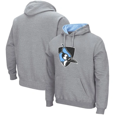 Shop Colosseum Heathered Gray Johns Hopkins Blue Jays Arch And Logo Pullover Hoodie In Heather Gray