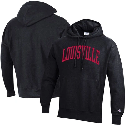 Shop Champion Black Louisville Cardinals Team Arch Reverse Weave Pullover Hoodie