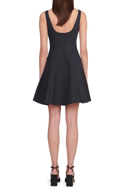 Staud Wells Pleated Cotton-blend Poplin Midi Dress In Black